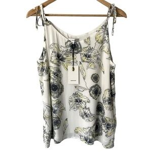 Soya Concept Floral Lined Tank Womens L Sleeveless Blouse V-Neck Feminine Classy